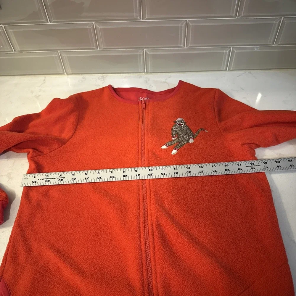 NICK & NORA Sock Monkey One Piece‎ Pajamas Sleepwear Footed Adult Small Full Zip