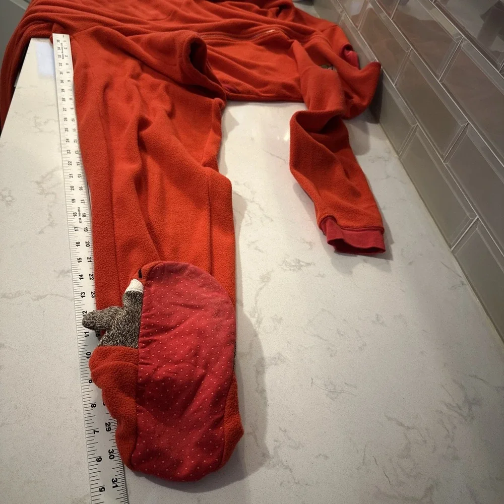 NICK & NORA Sock Monkey One Piece‎ Pajamas Sleepwear Footed Adult Small Full Zip