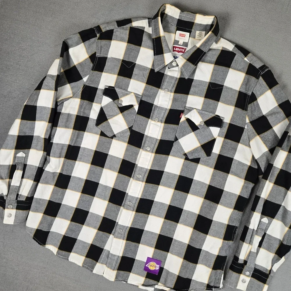 Levis X NBA Shirt Mens 2XL Los Angeles Lakers Long Sleeve Button Up Flannel Snap