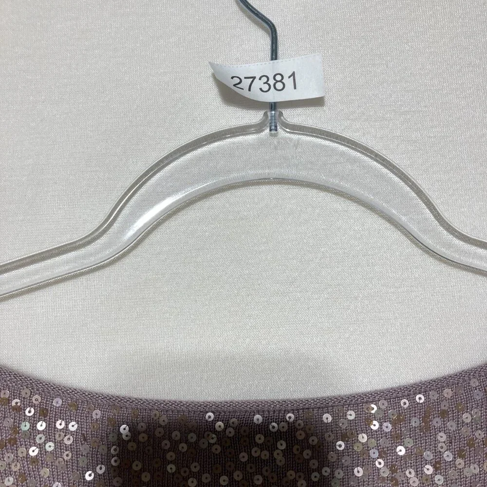 Eileen Fisher Medium Mauve Silk Blend 3/4‎ Sleeve Karma Shimmer Knit Sweater
