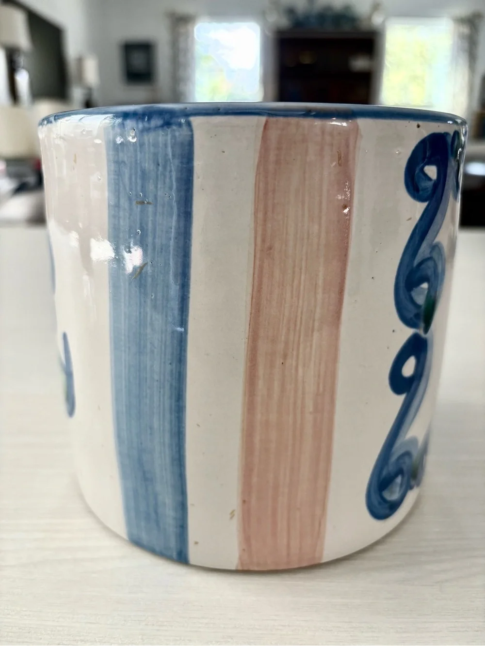 M.A. Hadley Hand-Painted Ceramic Tea Canister with lid