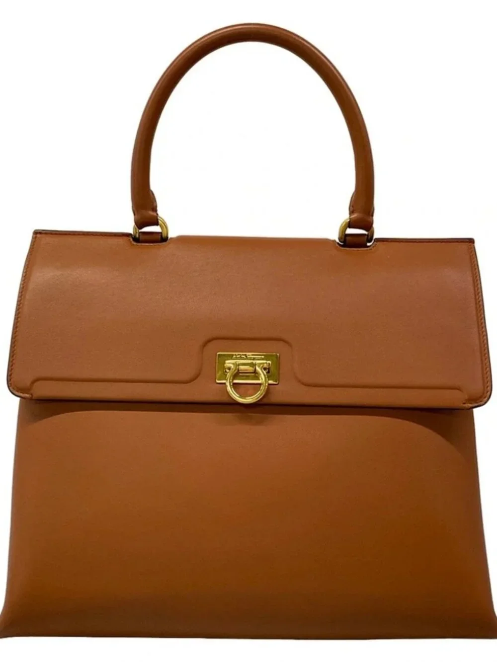Salvatore Ferragamo Gancini 210400 Brown Leather Handbag