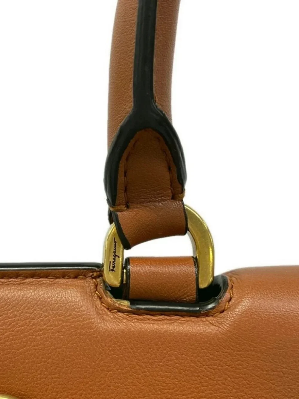 Salvatore Ferragamo Gancini 210400 Brown Leather Handbag