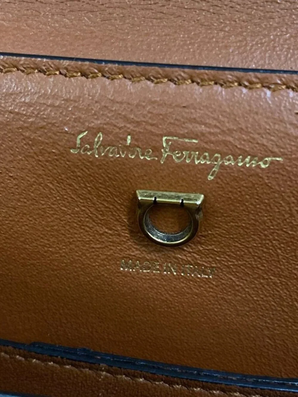 Salvatore Ferragamo Gancini 210400 Brown Leather Handbag
