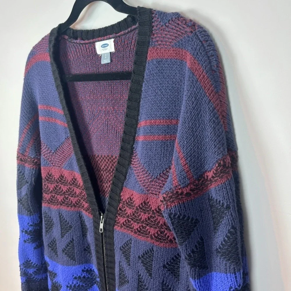 Old Navy Aztec 90s Inspired oversized full zip cardigan sweater Womens SM Grunge