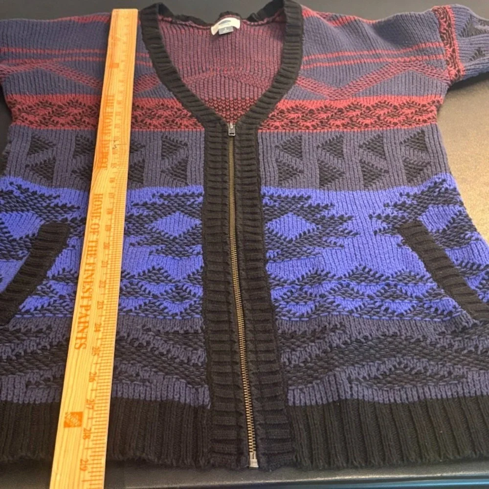 Old Navy Aztec 90s Inspired oversized full zip cardigan sweater Womens SM Grunge