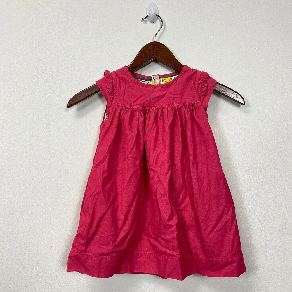 Mini Boden corduroy Pink lined Dress Girls 2-3 y Ruffle‎ Sleeve Kids