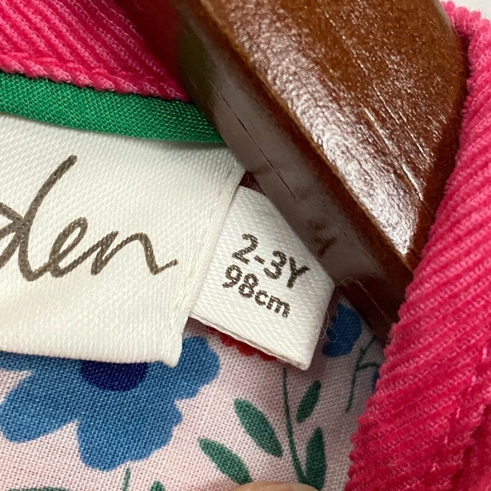 Mini Boden corduroy Pink lined Dress Girls 2-3 y Ruffle‎ Sleeve Kids