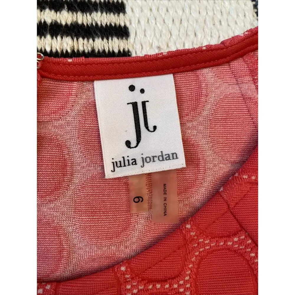 JULIA JORDAN Size 6 Tank Dress Coral Pink Textured Sleeveless Shift MIDI Size S