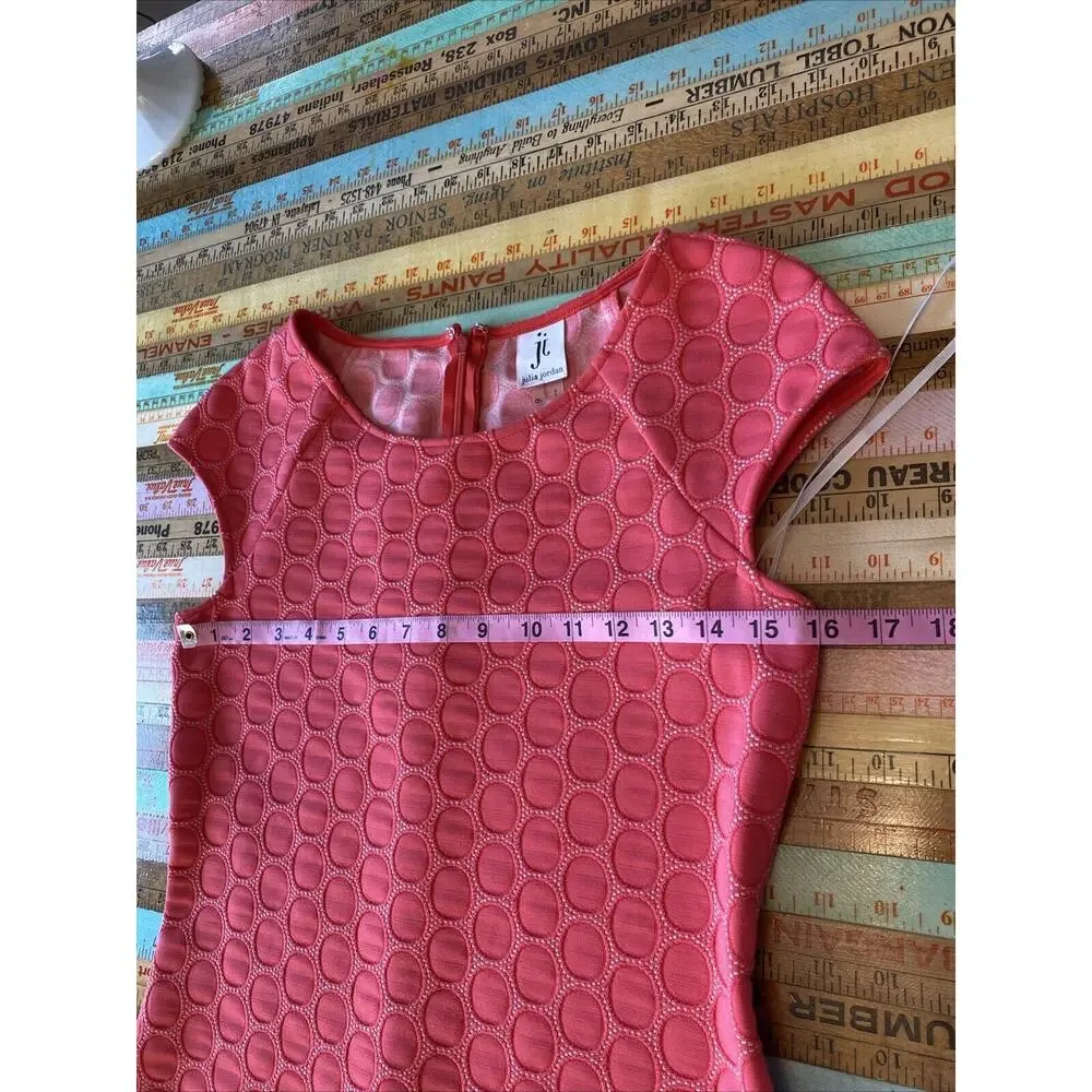 JULIA JORDAN Size 6 Tank Dress Coral Pink Textured Sleeveless Shift MIDI Size S
