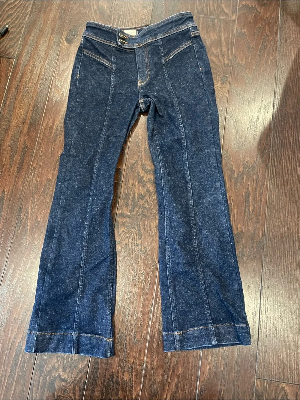 ANTHROPOLOGIE Pilcro Dark Wash Front Seam Flare Jean Women Size 26