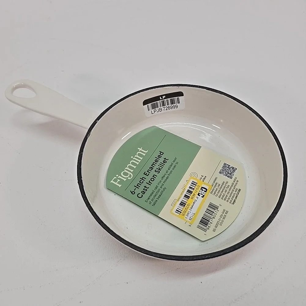 Figmint 6‎ Inch Enameled Cast Iron Skillet Cream NWT