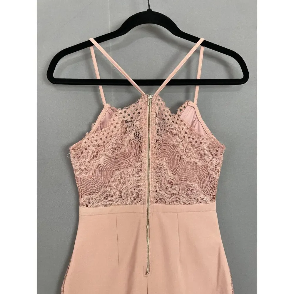 Iris‎ Dusty Mauve Pink Lace Bodycon Midi Dress Women’s Size Small Sexy Romantic