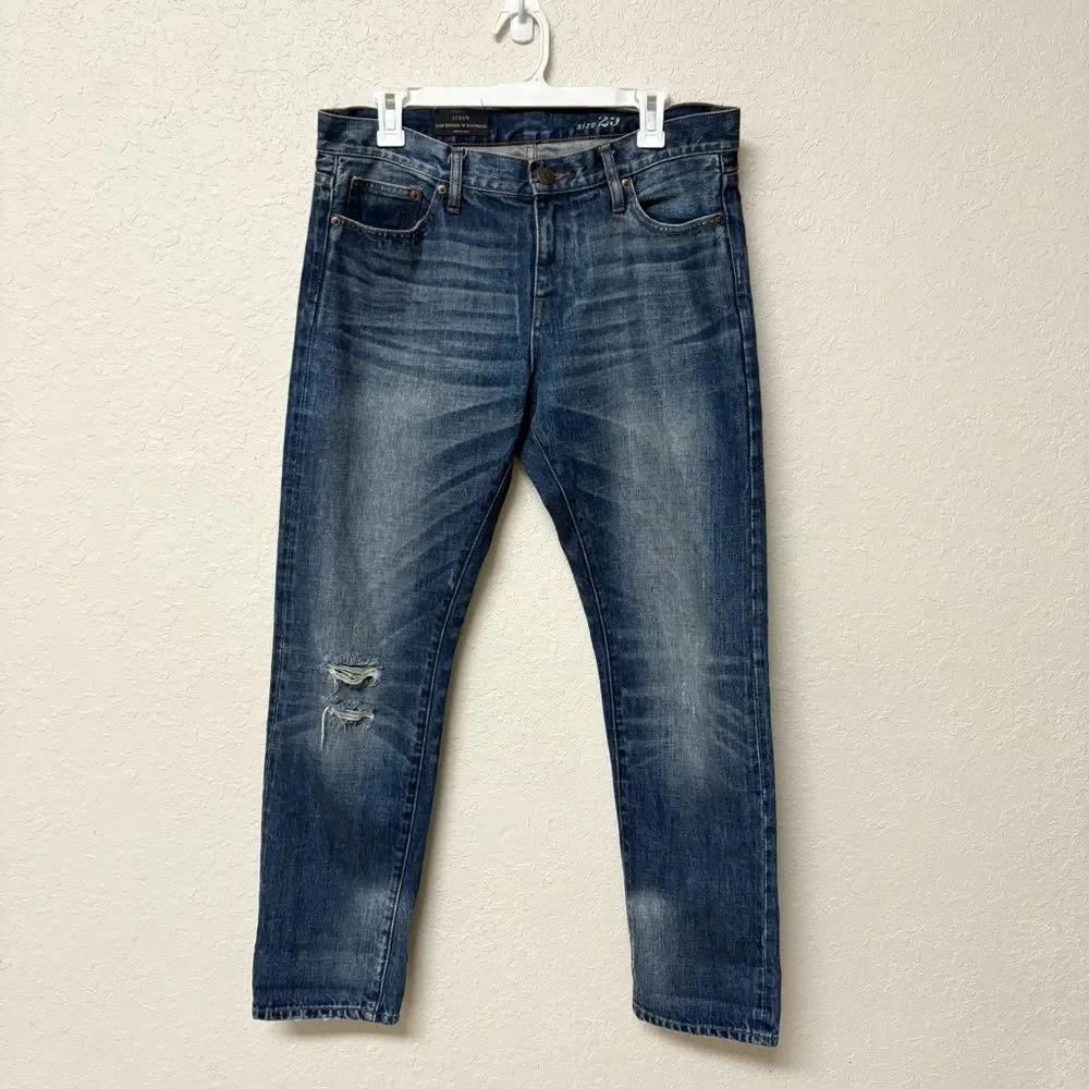 J. Crew Slim Broken In Boyfriend Distressed Women's Jeans Sz 29 100% Cotton