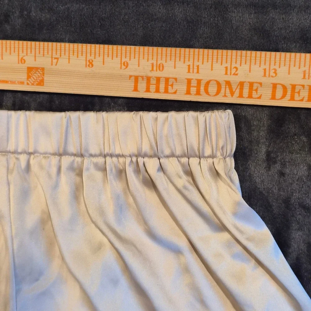 Champagne Satin Lace Trim Lounge Shorts Sleepwear Beige Small