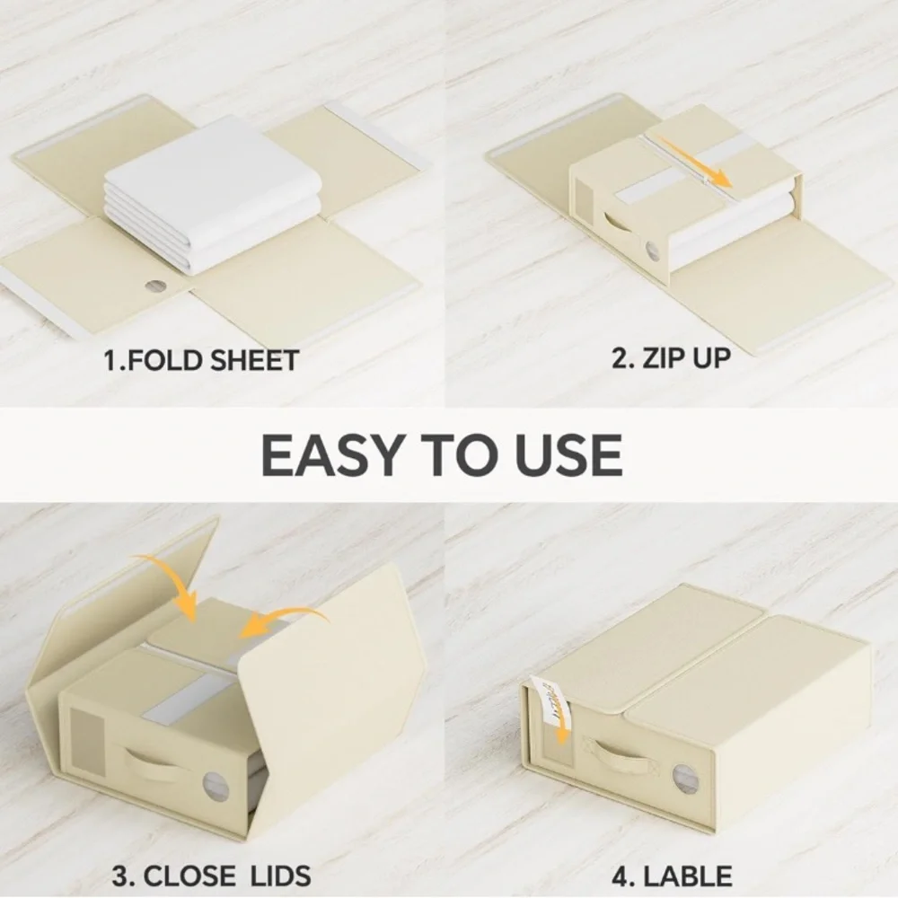 2 Pack Bed Sheet Storage with Window and Labels, Bedding Holder Green