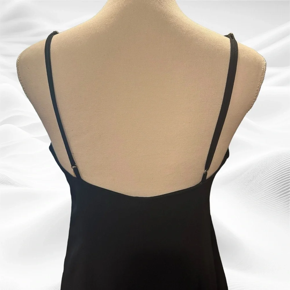 AMI Alexandre Mattiussi Black Wool Crepe Maxi Spaghetti Strap FR 40/US 8 pockets