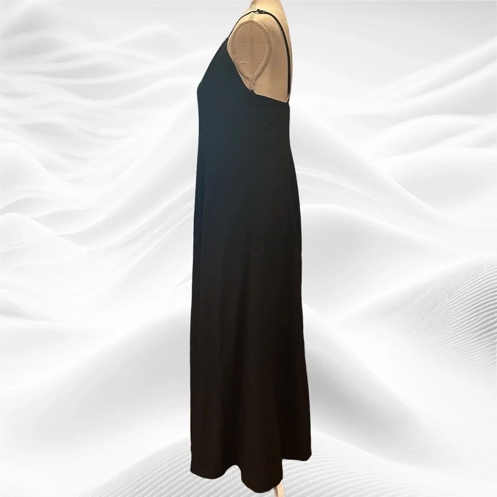 AMI Alexandre Mattiussi Black Wool Crepe Maxi Spaghetti Strap FR 40/US 8 pockets