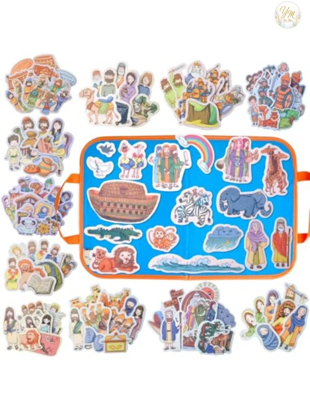 12-Pack Felt Bible Story Figures with Foldable Board for Preschool Teaching