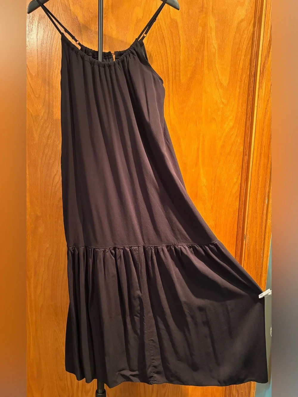 Apt. 9 Black Adjustable Spaghetti Strap Flounce Midi Dress S whimsygoth fairy