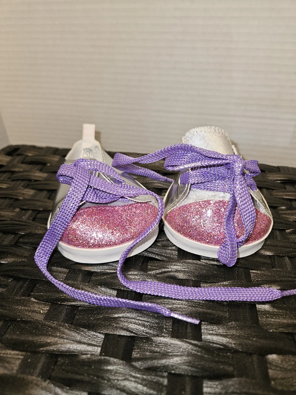 Build-A-Bear Pink Glitter and Purple Lace Plush Sneakers