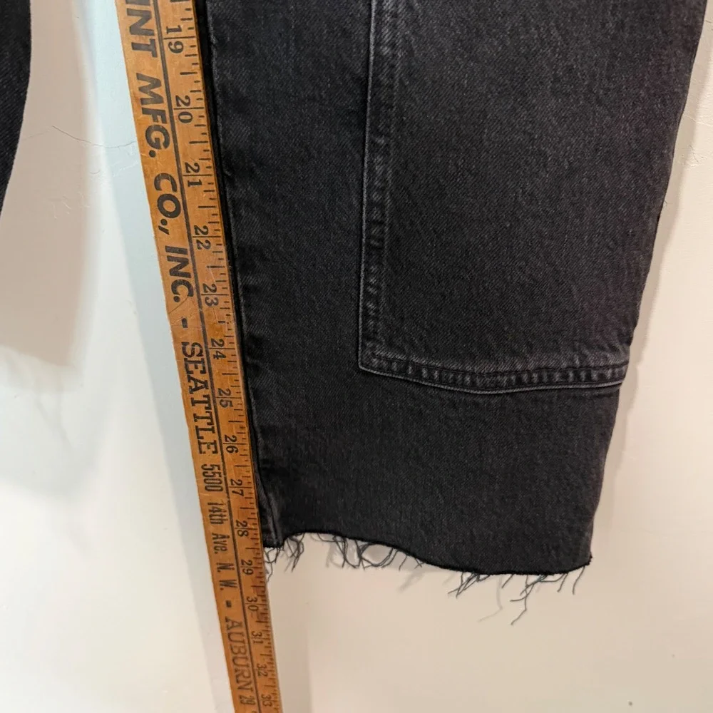 We The Free Risk Taker Jeans 26 Black Seamed Raw Hem Straight Leg OB1098595