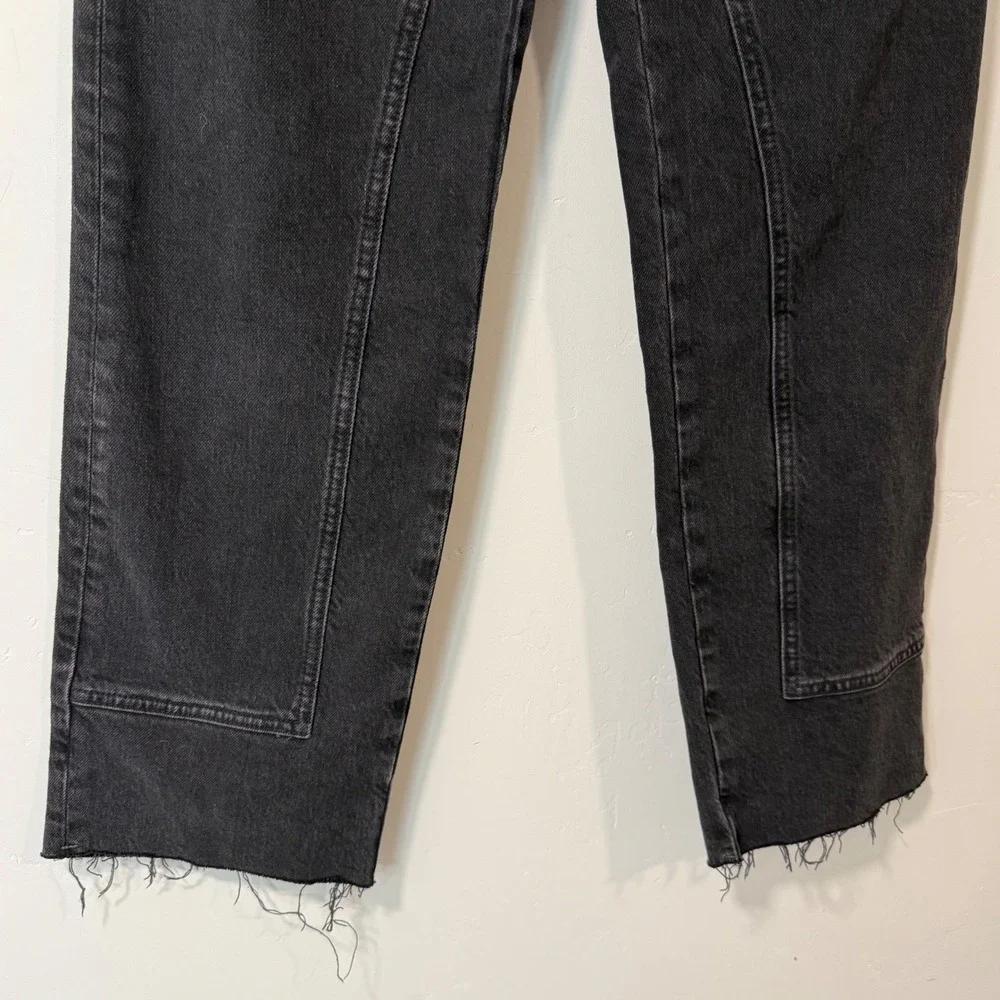We The Free Risk Taker Jeans 26 Black Seamed Raw Hem Straight Leg OB1098595