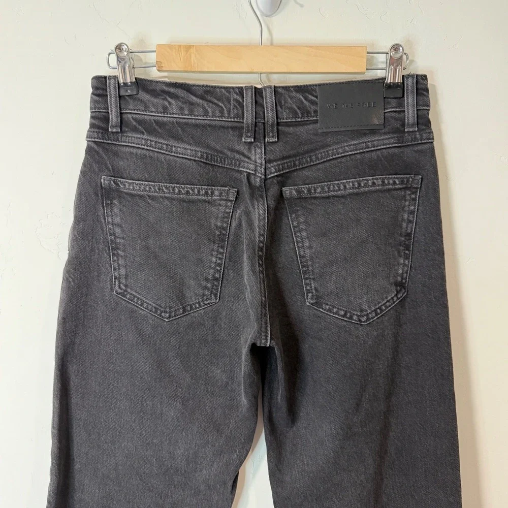 We The Free Risk Taker Jeans 26 Black Seamed Raw Hem Straight Leg OB1098595