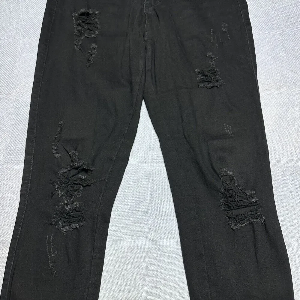 Judy Blue Distressed Frayed Hem Stretch Ripped Black‎ Jeans Women's Size 9/29