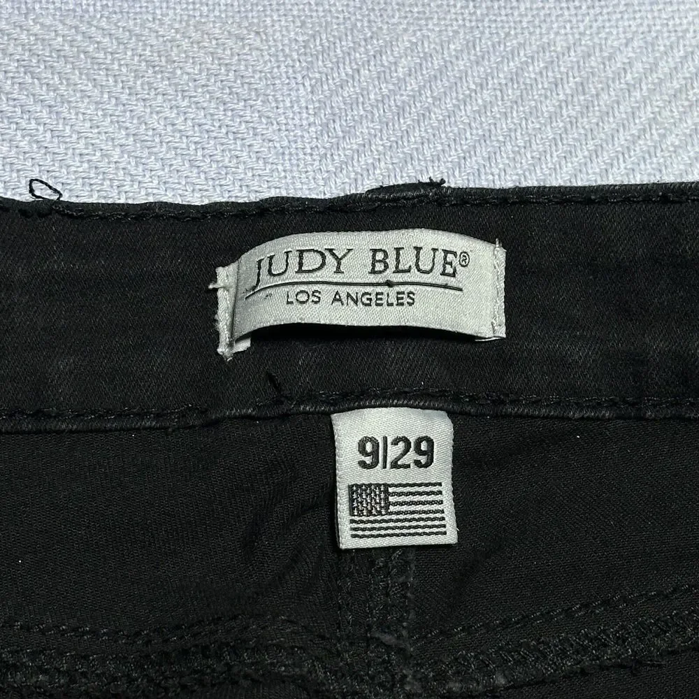 Judy Blue Distressed Frayed Hem Stretch Ripped Black‎ Jeans Women's Size 9/29