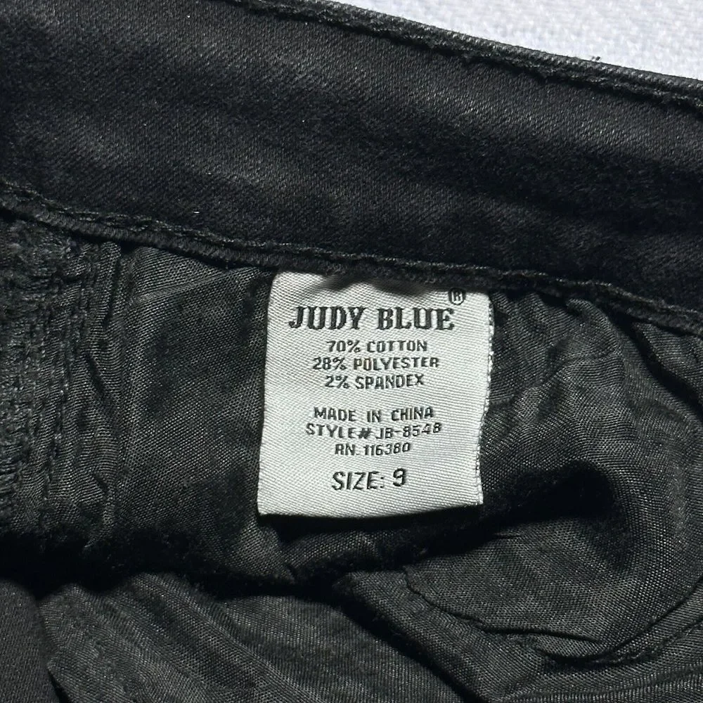 Judy Blue Distressed Frayed Hem Stretch Ripped Black‎ Jeans Women's Size 9/29