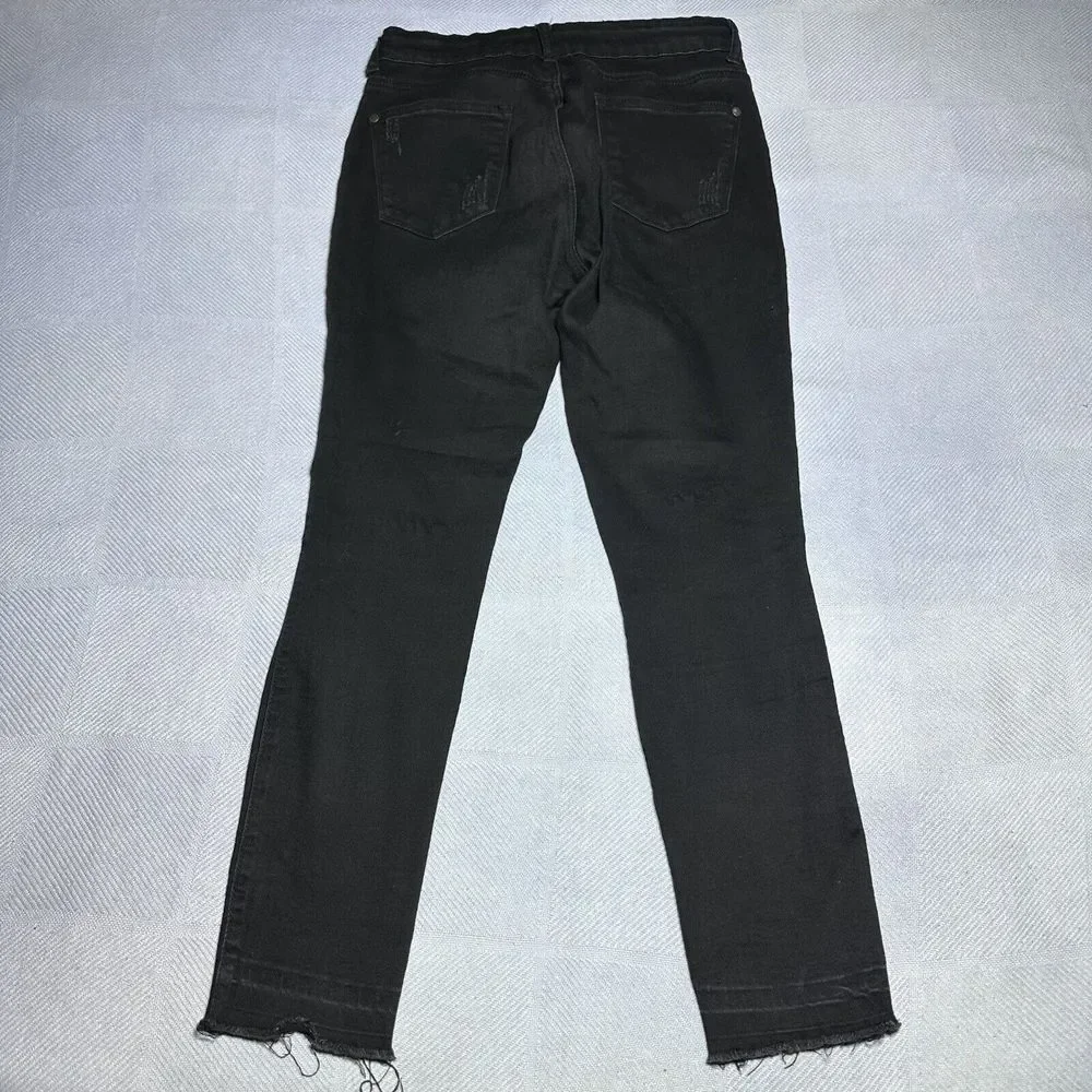 Judy Blue Distressed Frayed Hem Stretch Ripped Black‎ Jeans Women's Size 9/29