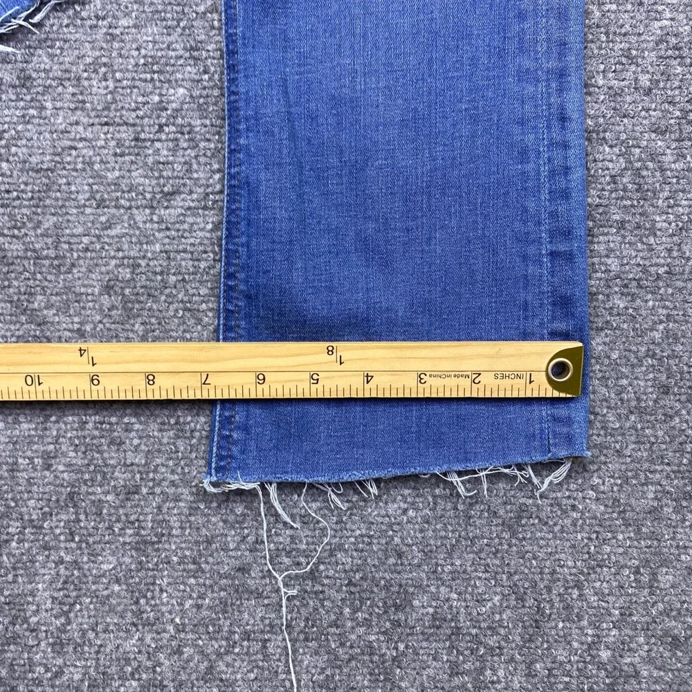 J.Crew Billie Demi Boot Crop Jeans Blue Raw Hem Size 25 Grunge Western Retro