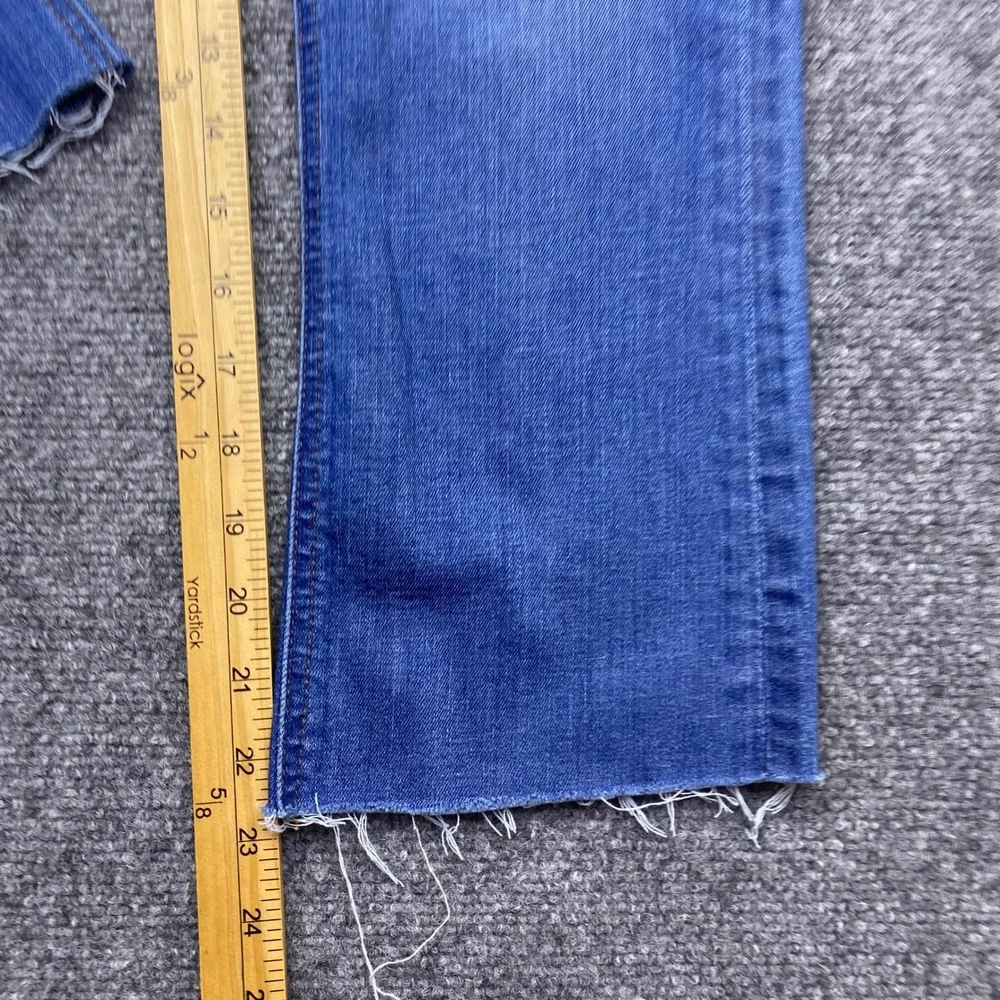 J.Crew Billie Demi Boot Crop Jeans Blue Raw Hem Size 25 Grunge Western Retro