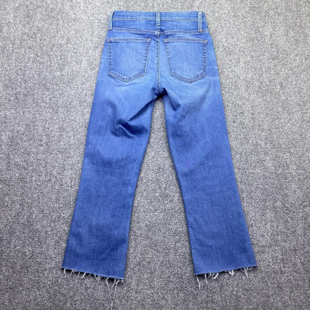 J.Crew Billie Demi Boot Crop Jeans Blue Raw Hem Size 25 Grunge Western Retro