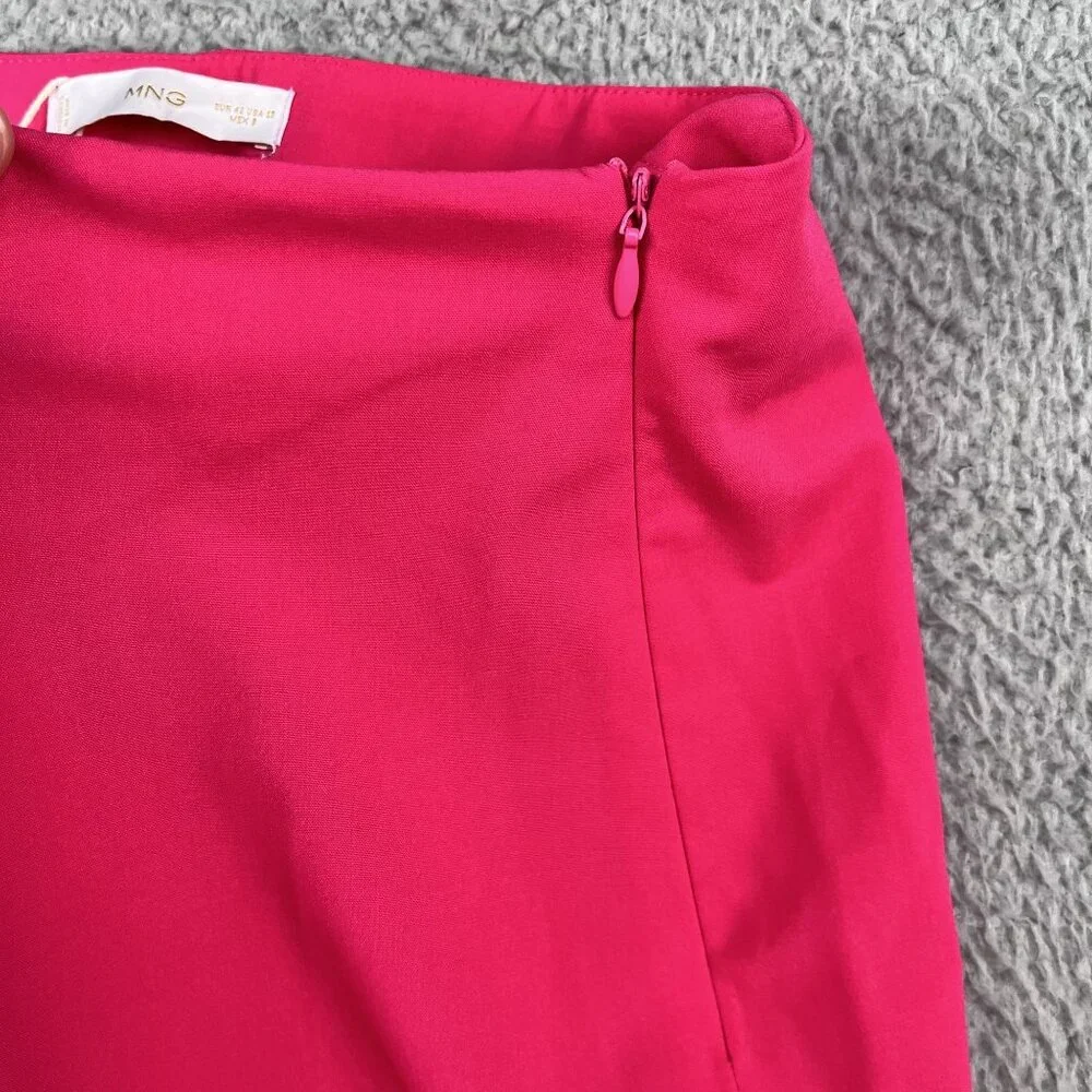 NWT Mango Womens Straight Culotte Cropped High Rise‎ Hot Pink Trousers Sz 10