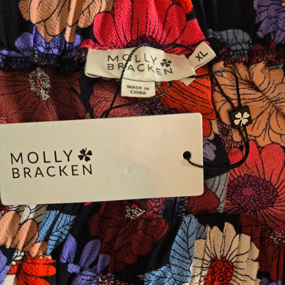 Molly Bracken Womens Shorts Multi Color XLarge Floral Daisy High Waist Flowy NWT