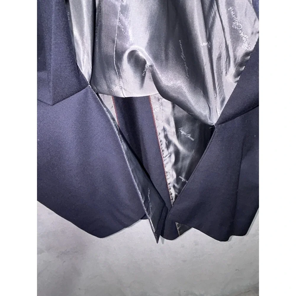 Lana LUXE Blue NAvy Super 140s Merino Wool 3 button size 50 DV  Mens Blazer EUC