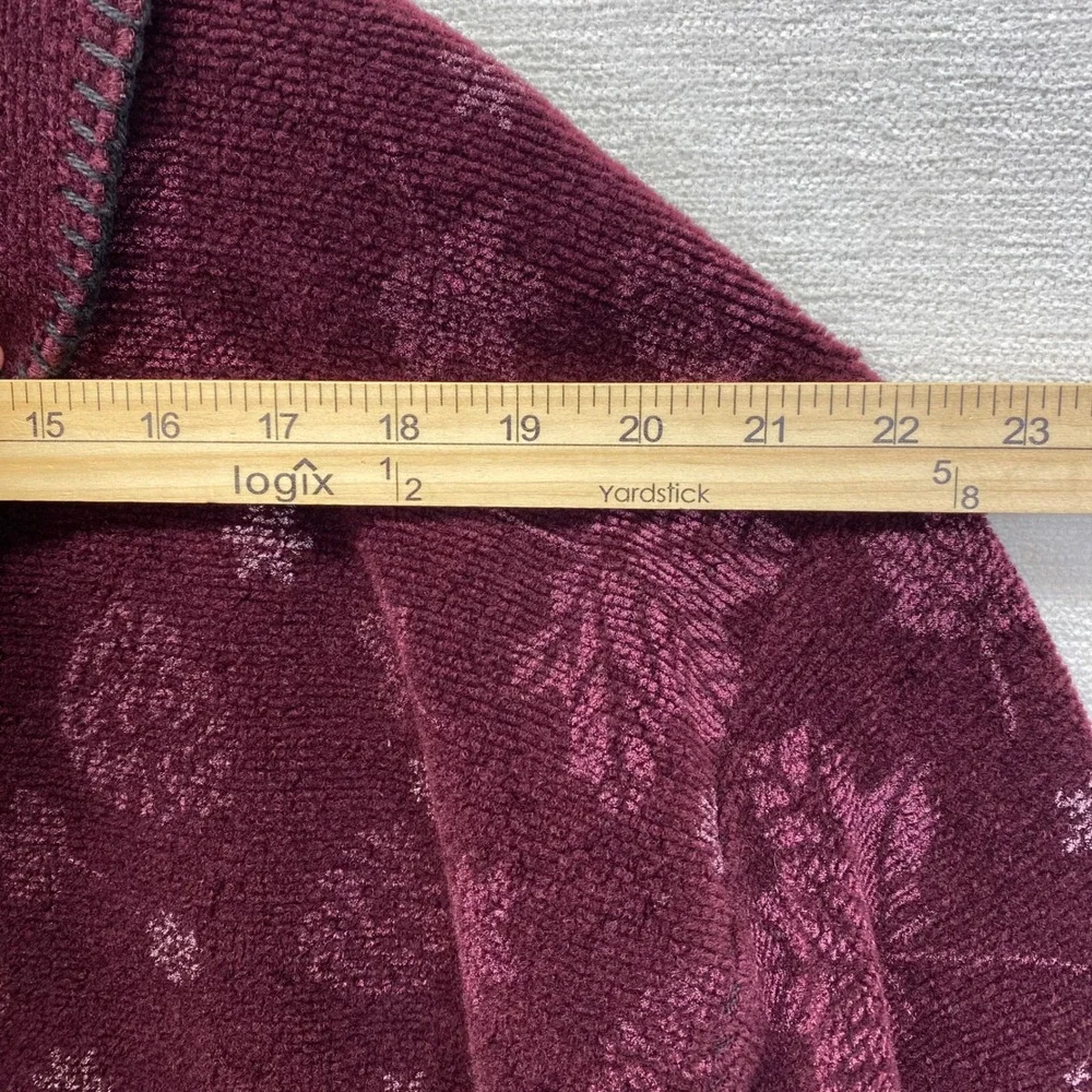 Artisans Sunschein Designs Fleece Jacket Womens Medium Burgundy Snowflake USA‎