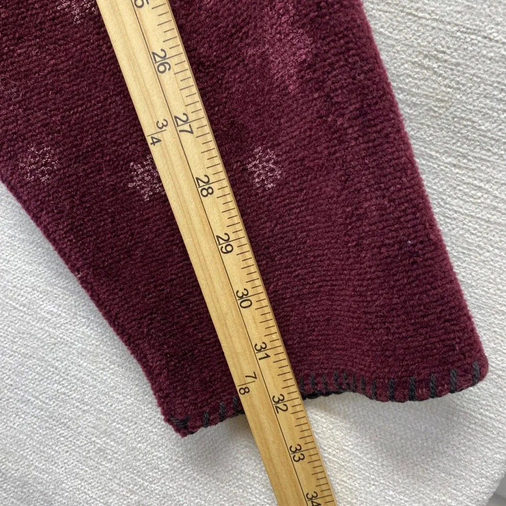 Artisans Sunschein Designs Fleece Jacket Womens Medium Burgundy Snowflake USA‎