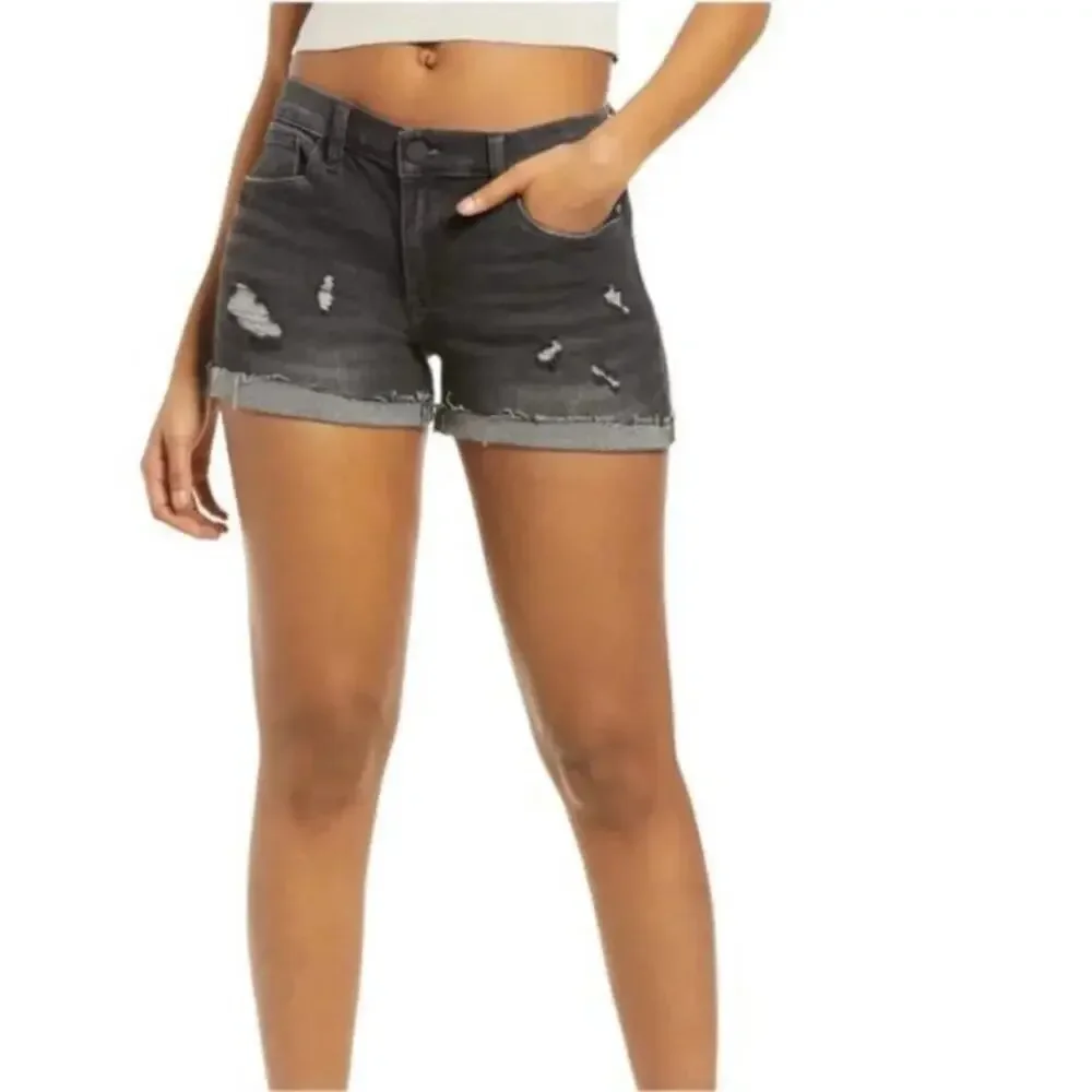 BLANKNYC The Fulton Roll Up Black Denim Shorts Size 27 New w/ Tag MSRP $68