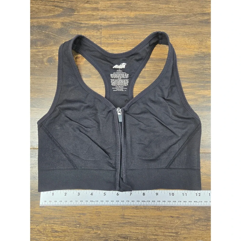 Avia Womens Seamless‎ Front Zip Racerback Sports Bra Black XL AV18191
