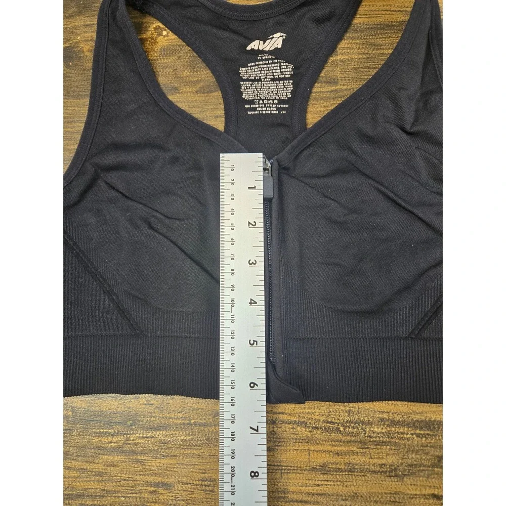 Avia Womens Seamless‎ Front Zip Racerback Sports Bra Black XL AV18191