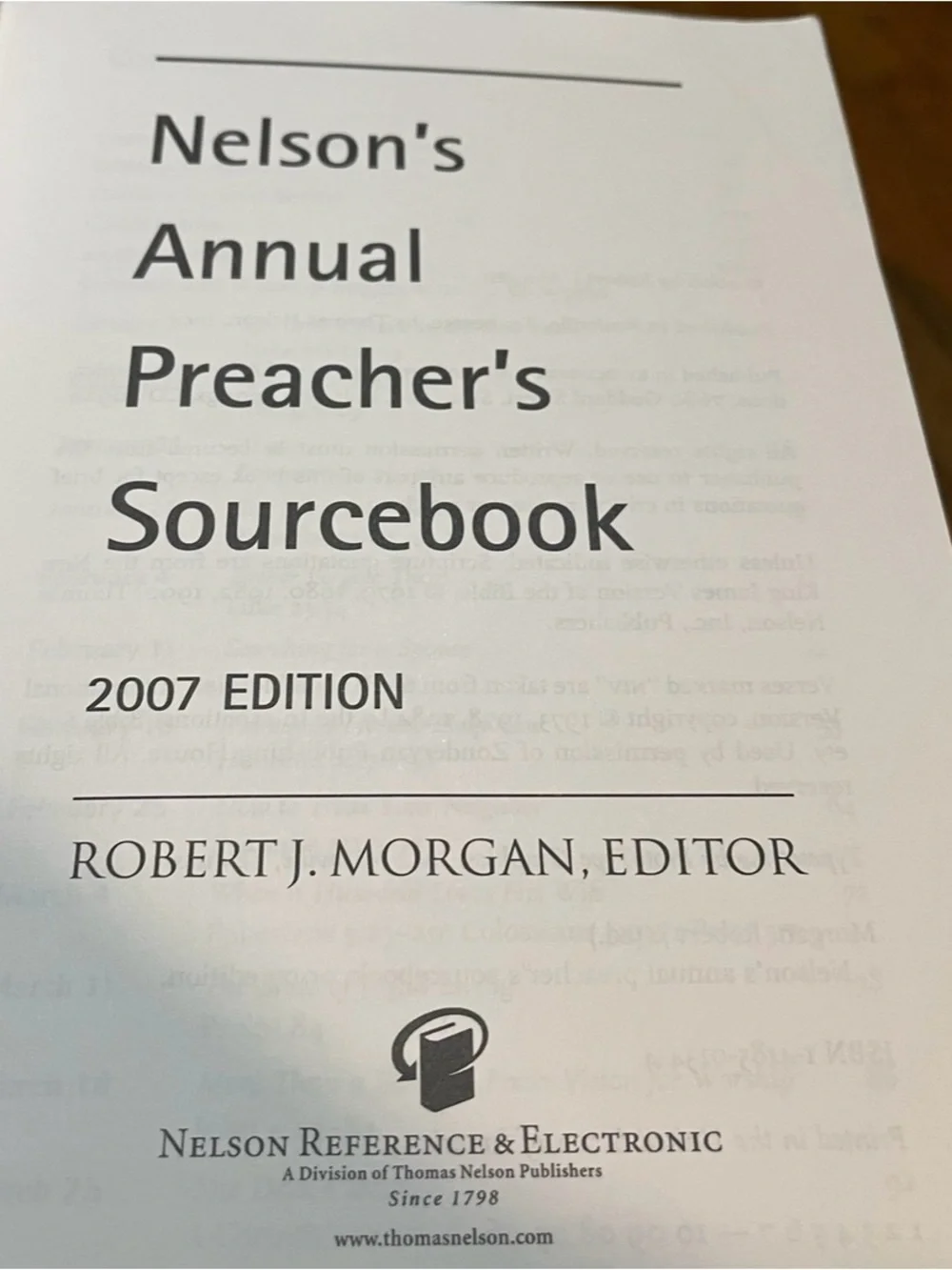 Nelson's Annual Preacher's Sourcebook 2007 Edition