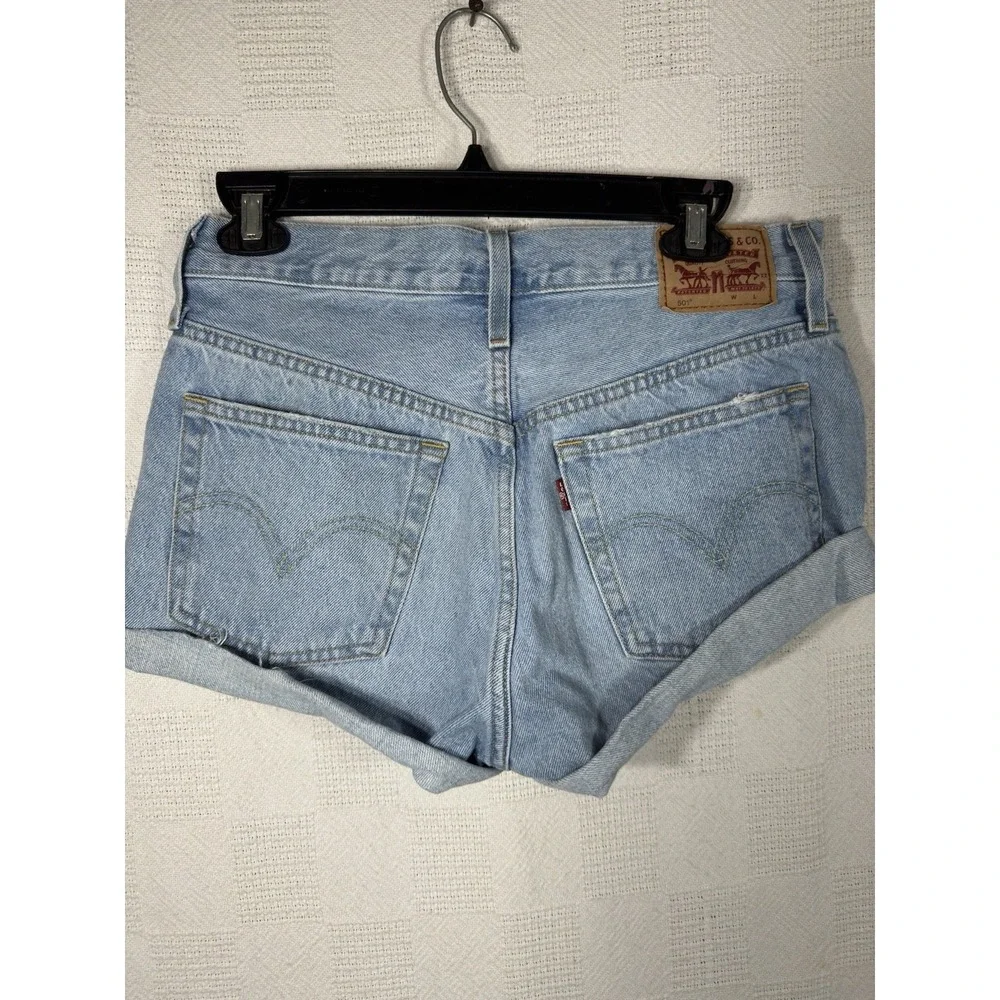 Levi's 501 Woman Size W28 Blue Denim Button Fly Jean‎ Water Less Shorts