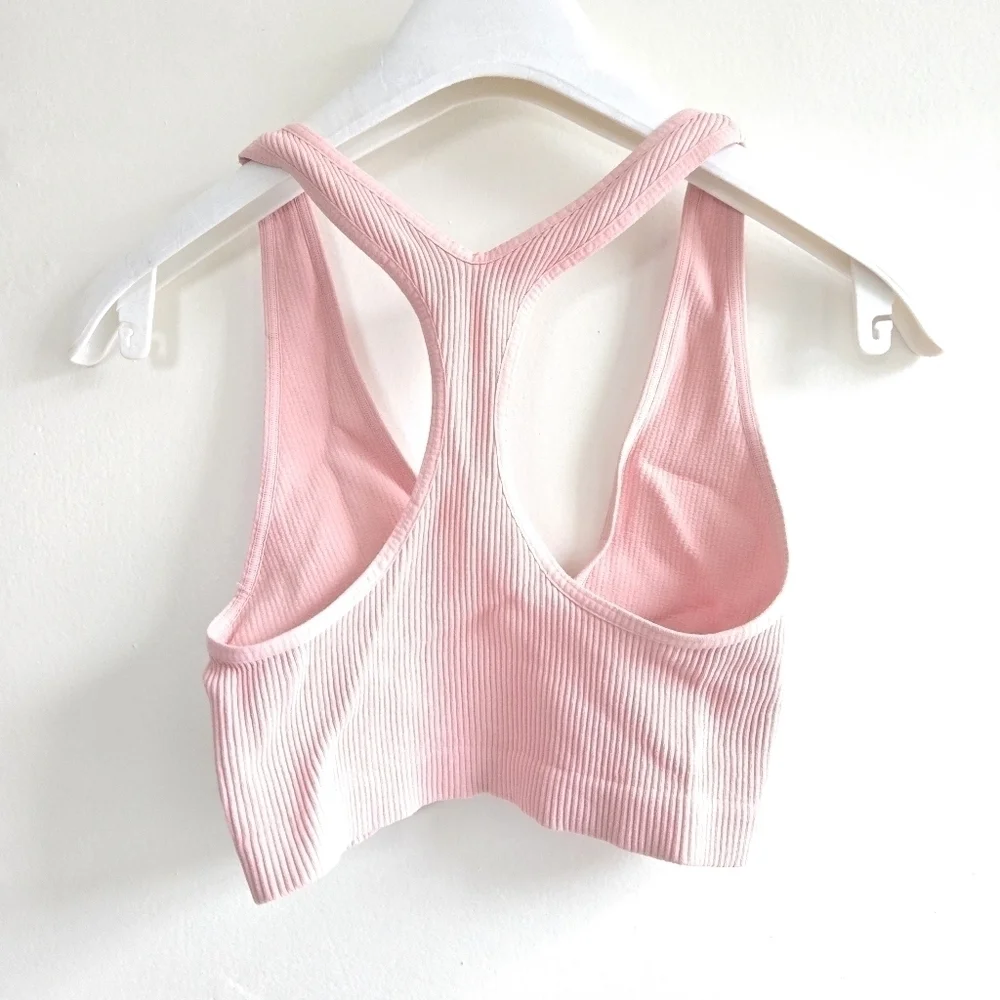 New Free People Intimately Solid Rib Light Pink / Blush Brami NWOT Size M/L