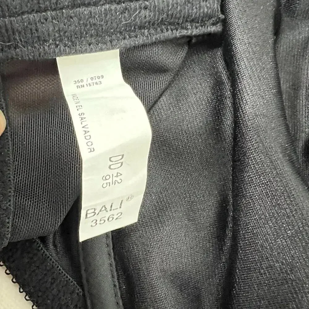 Bali Satin Tracings Full Coverage Underwire Minimizer Bra 3562 42DD Black