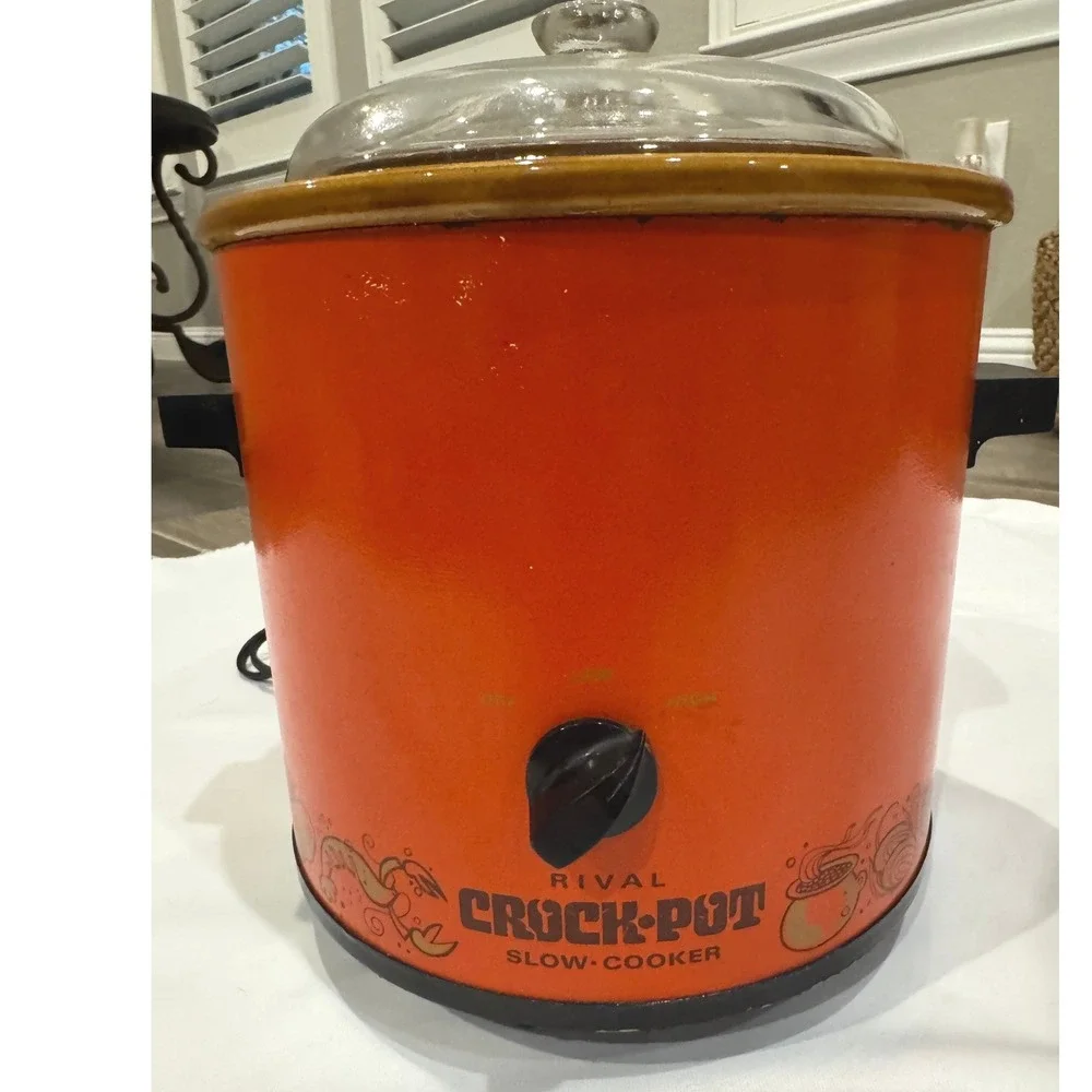 Rival Crock-Pot Slow Cooker Vintage Orange 3.5qt Good Retro Mid-Century 3100/2‎