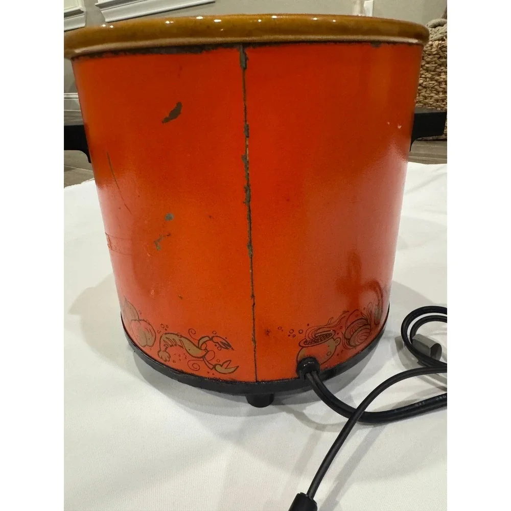 Rival Crock-Pot Slow Cooker Vintage Orange 3.5qt Good Retro Mid-Century 3100/2‎
