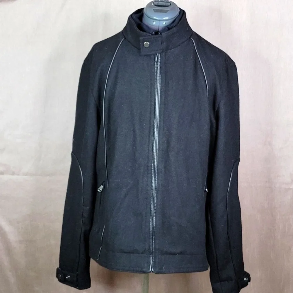INTERNATIONAL CONCEPTS Black Wool Coat Large‎